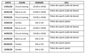 Planning cours du samedi (Marie-Christine et Eléonore)