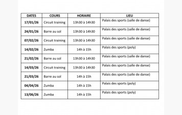 Planning cours du samedi (Marie-Christine et Eléonore)